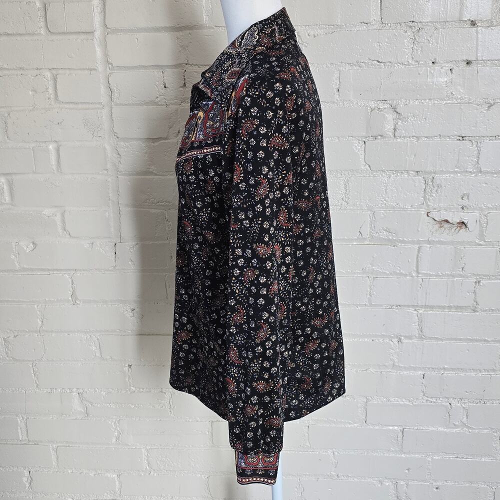Mardi Modes Vintage 70s Paisley Blouse ┃Black Rust ┃Psychedelic Boho Whimsigoth - Picture 2 of 9